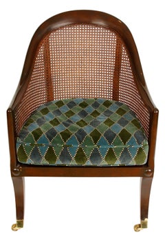 English Mahogany Regency Caned Tub Chair