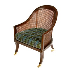 Vintage English Mahogany Regency Caned Tub Chair