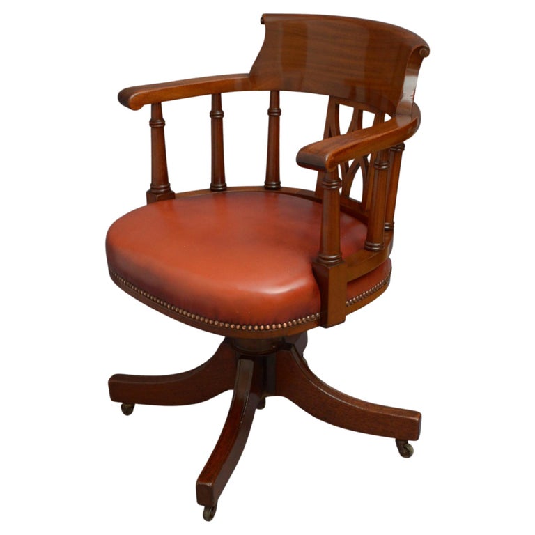 English Mahogany Revolving Office Chair at 1stDibs
