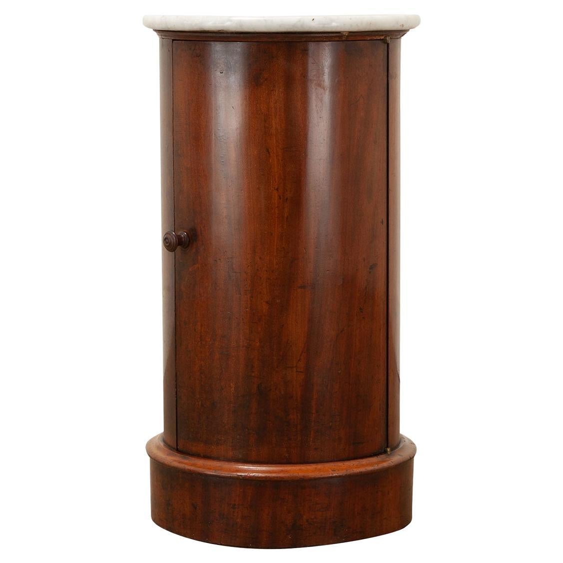 English Mahogany Round Bedside Table For Sale