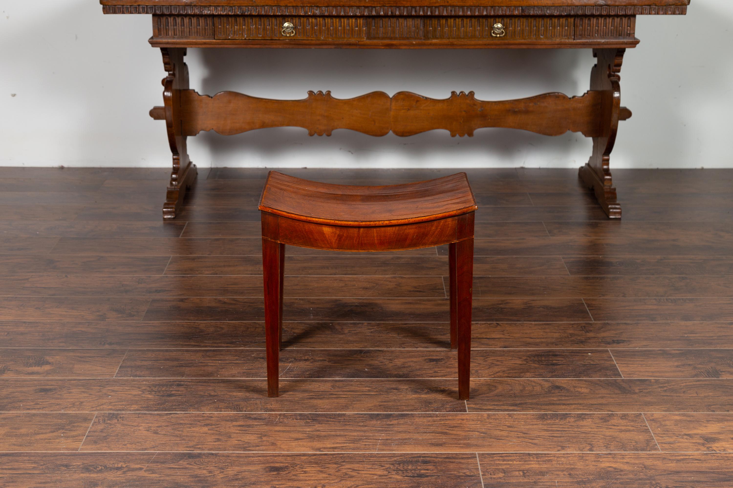 English Mahogany Saddle Seat Stool with Tapered Legs, circa 1850 5