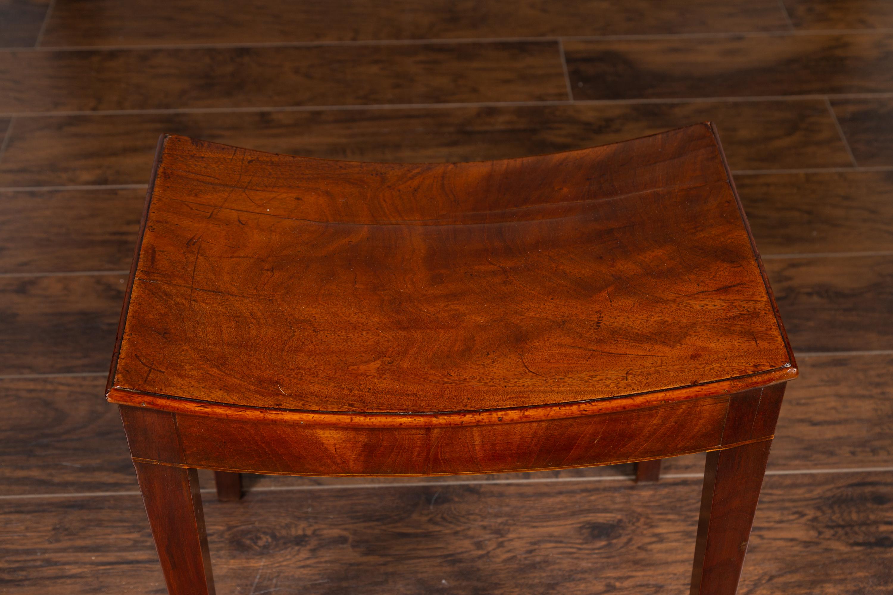 English Mahogany Saddle Seat Stool with Tapered Legs, circa 1850 In Good Condition In Atlanta, GA