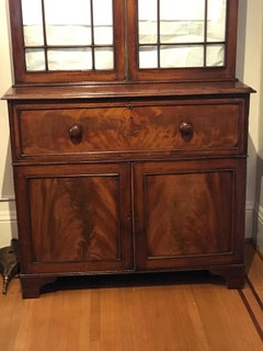 English Mahogany Secretary Bookcase on Desk, 19th Century