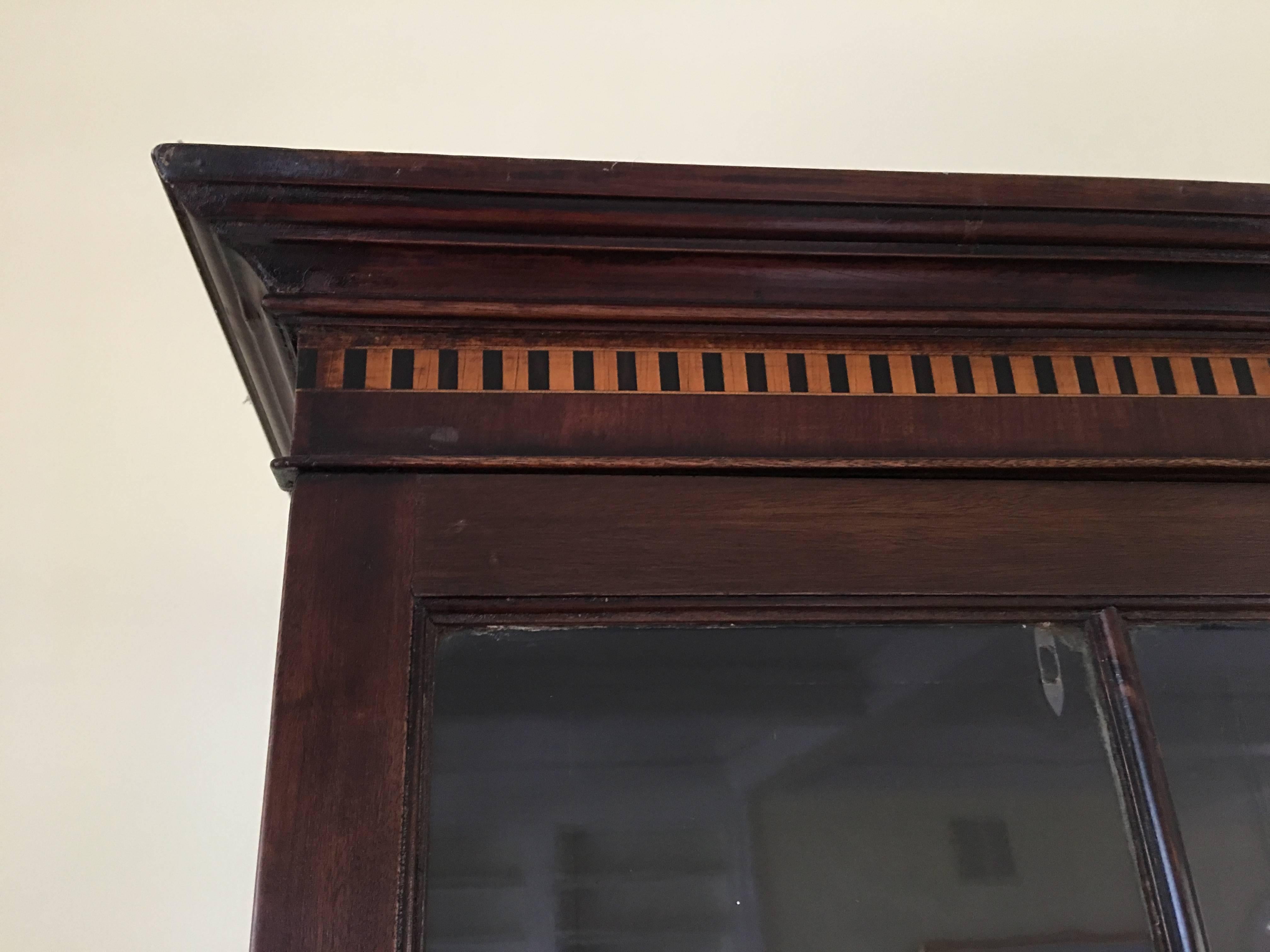 English Mahogany Secretary Bookcase with Glass Doors, 19th Century 2