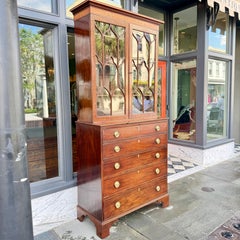 English mahogany secretary with desk 19 century