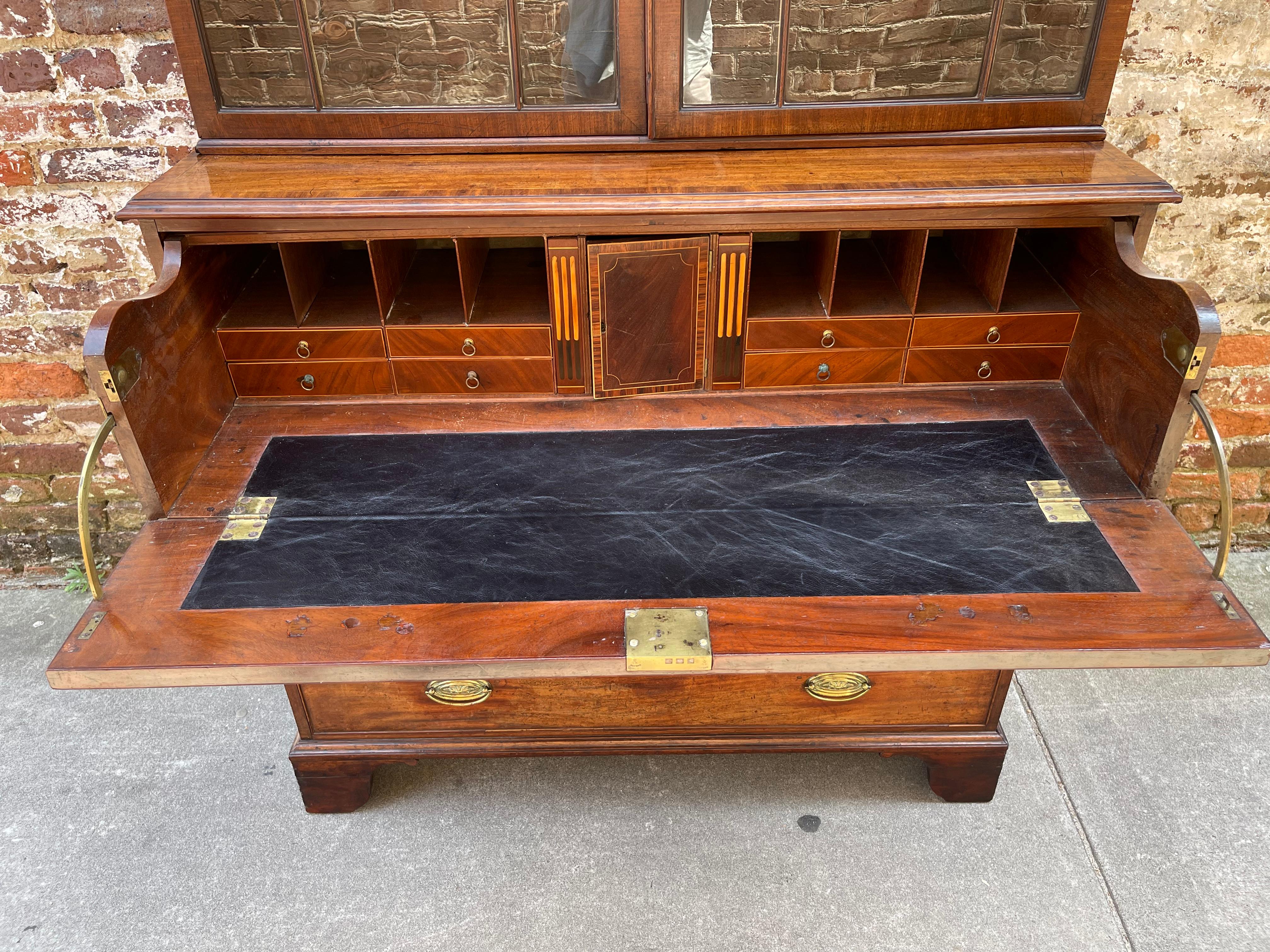 English Mahogany Secretary with Fitted Desk Drawer Late 18th Century For Sale 1