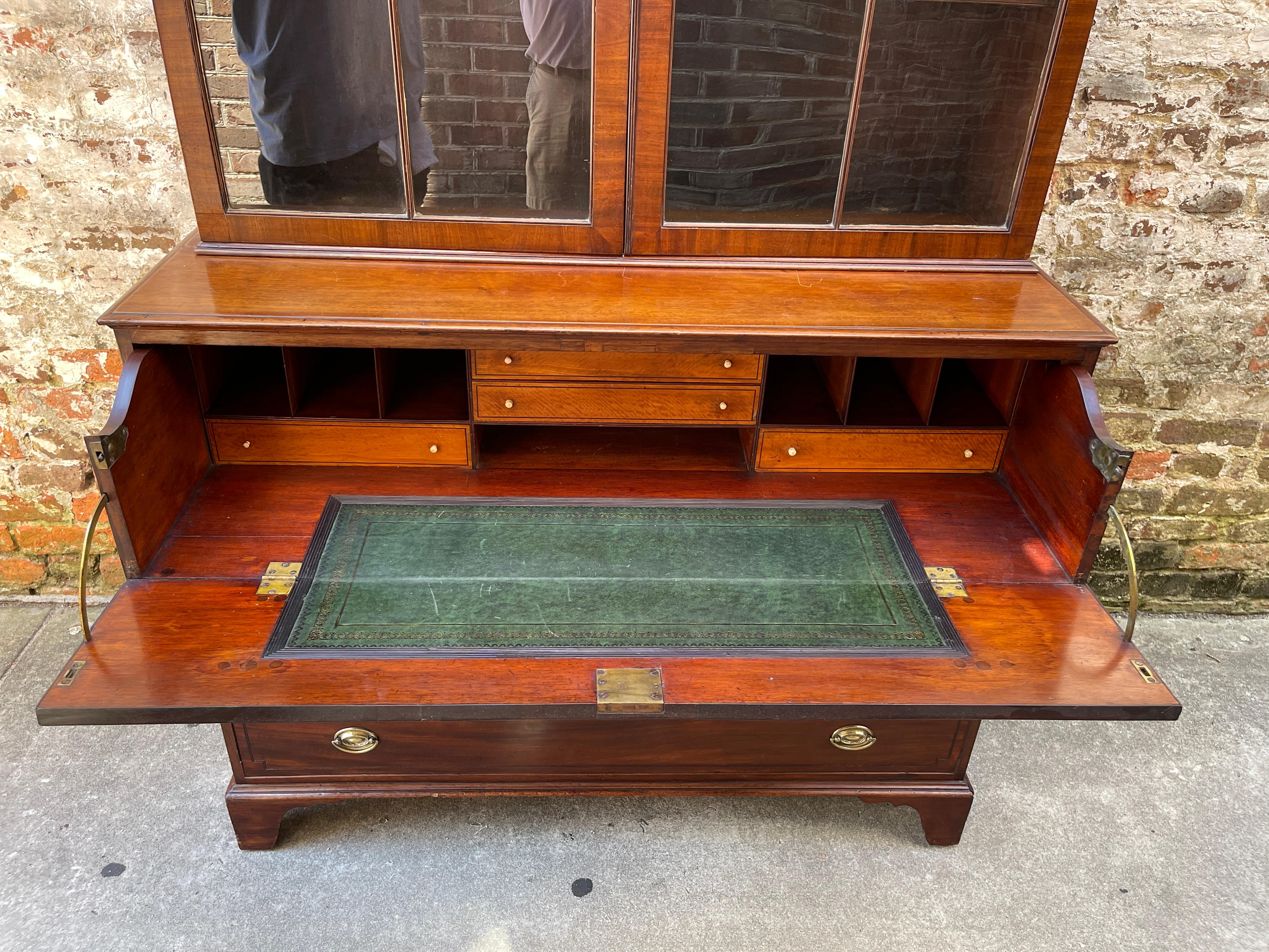 Mahogany English mahogany secretary with fitted interior early 19th century  For Sale