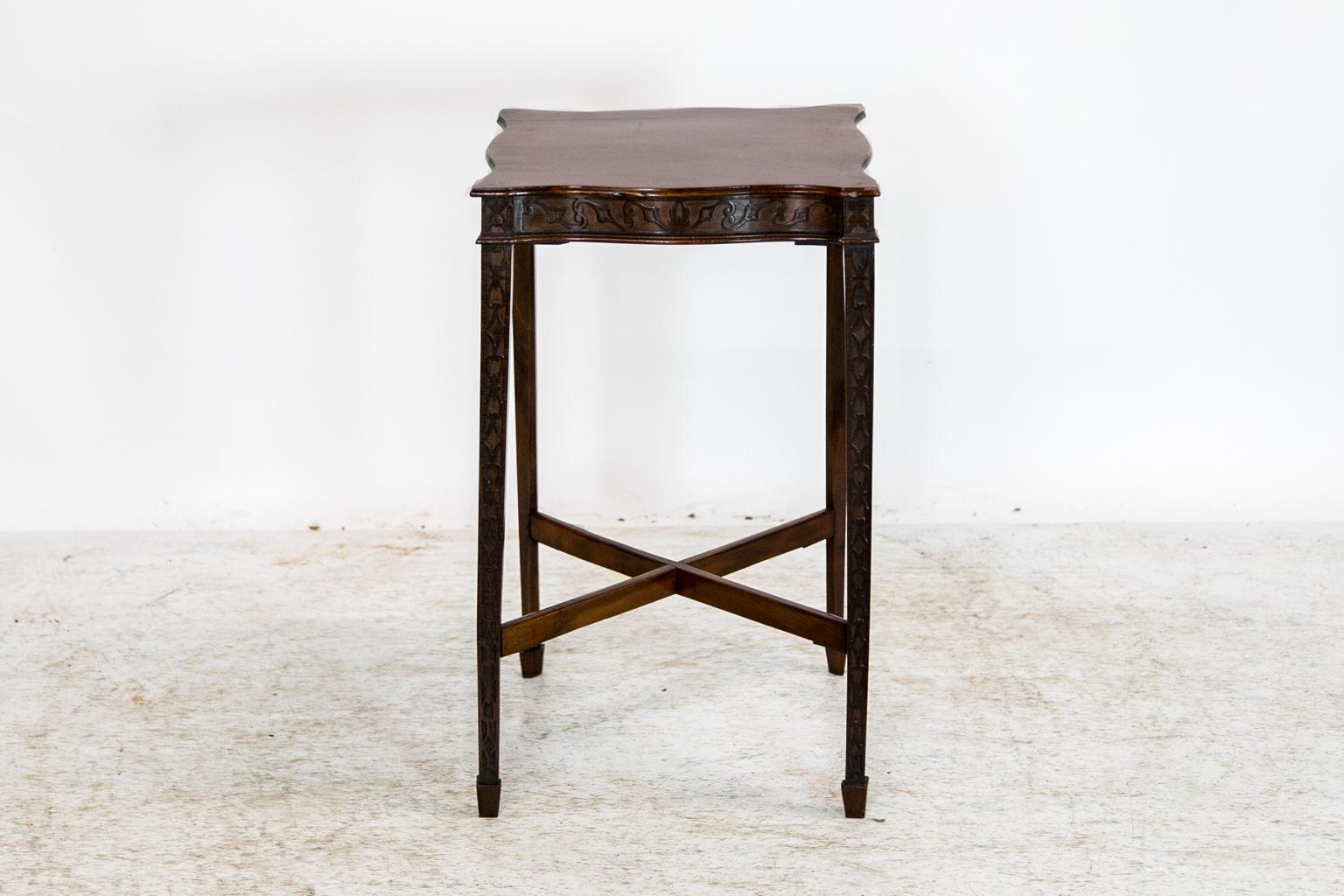 Fretwork English Mahogany Serpentine Center Table For Sale