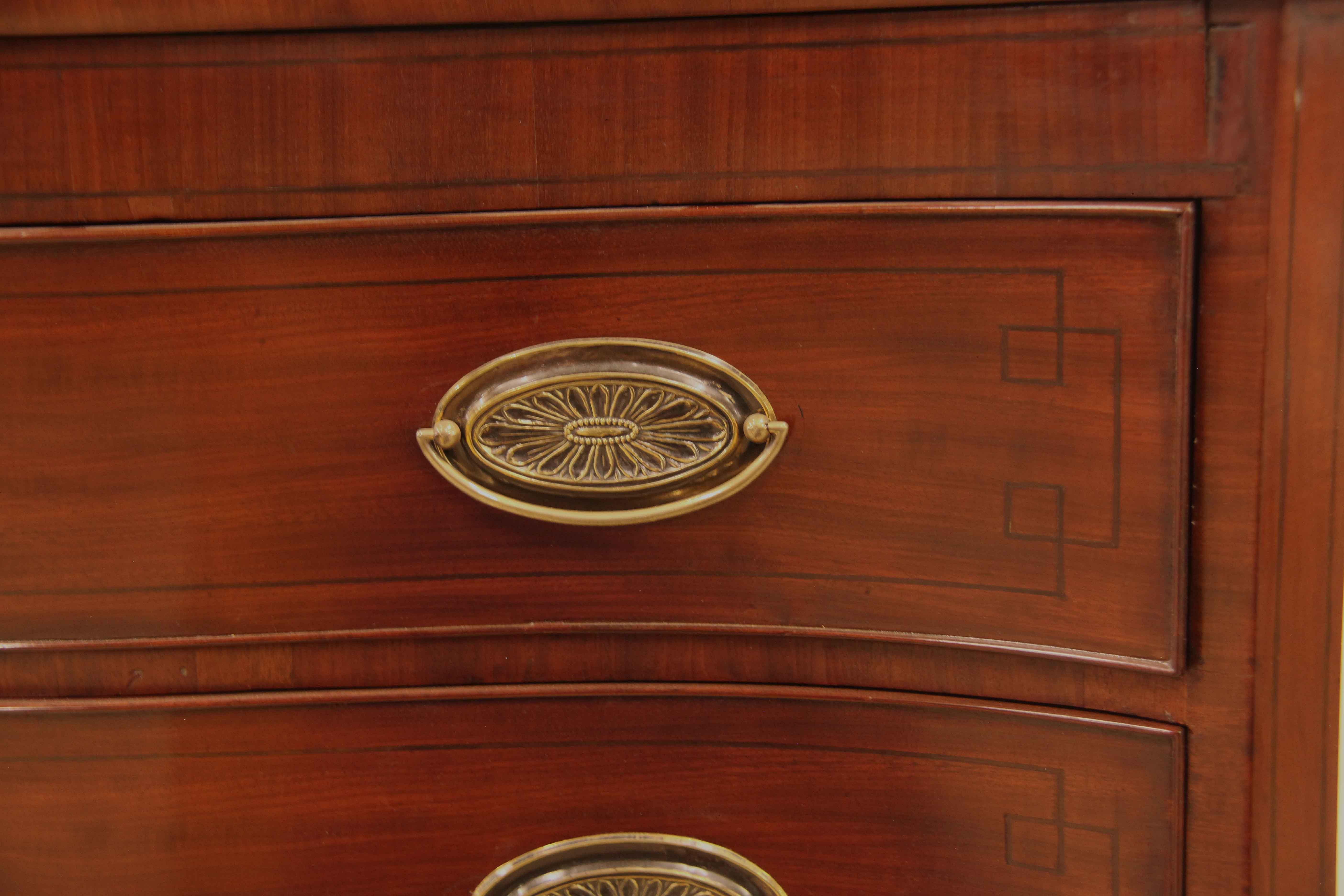 English Mahogany Serpentine Chest For Sale 4