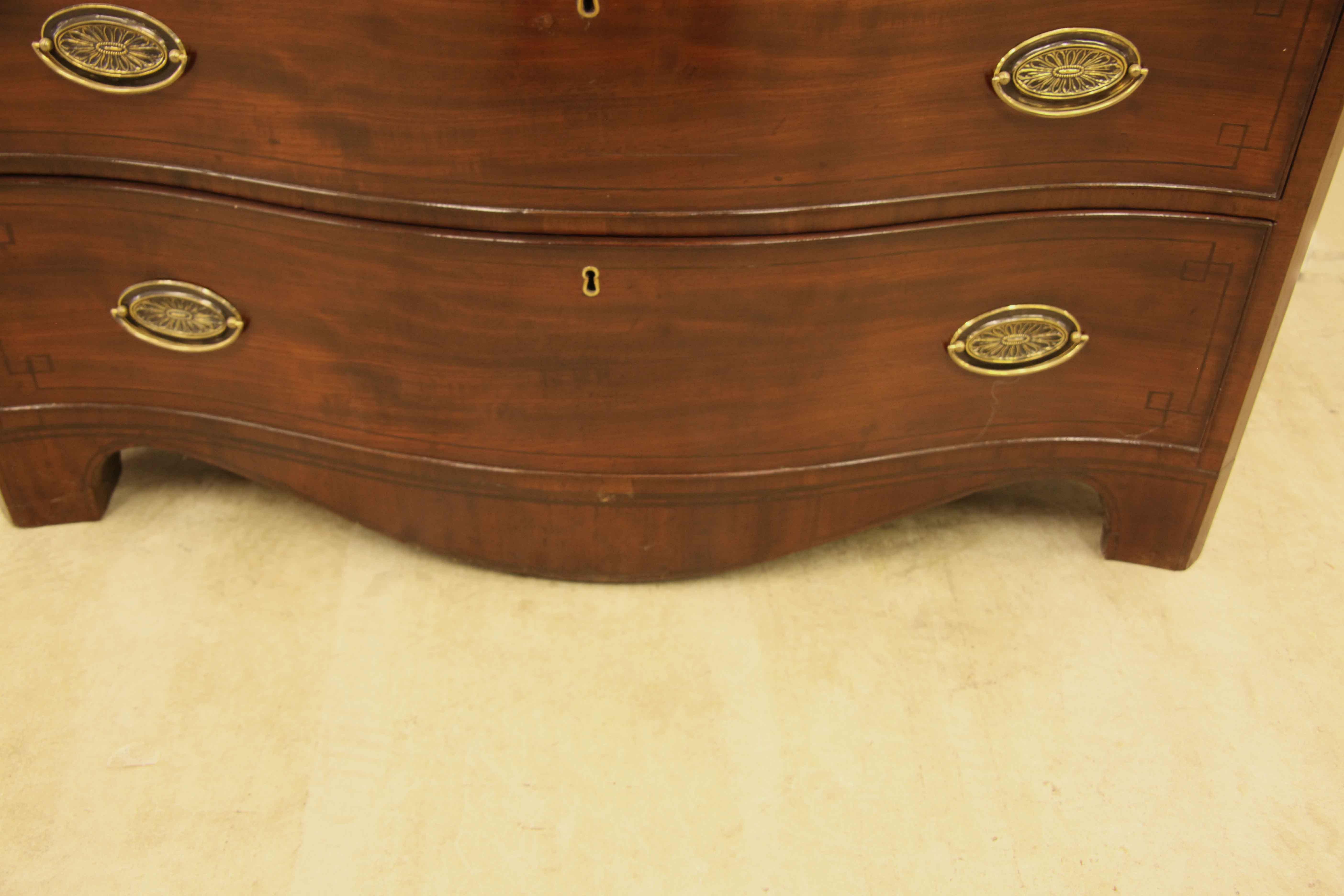 English Mahogany Serpentine Chest For Sale 6