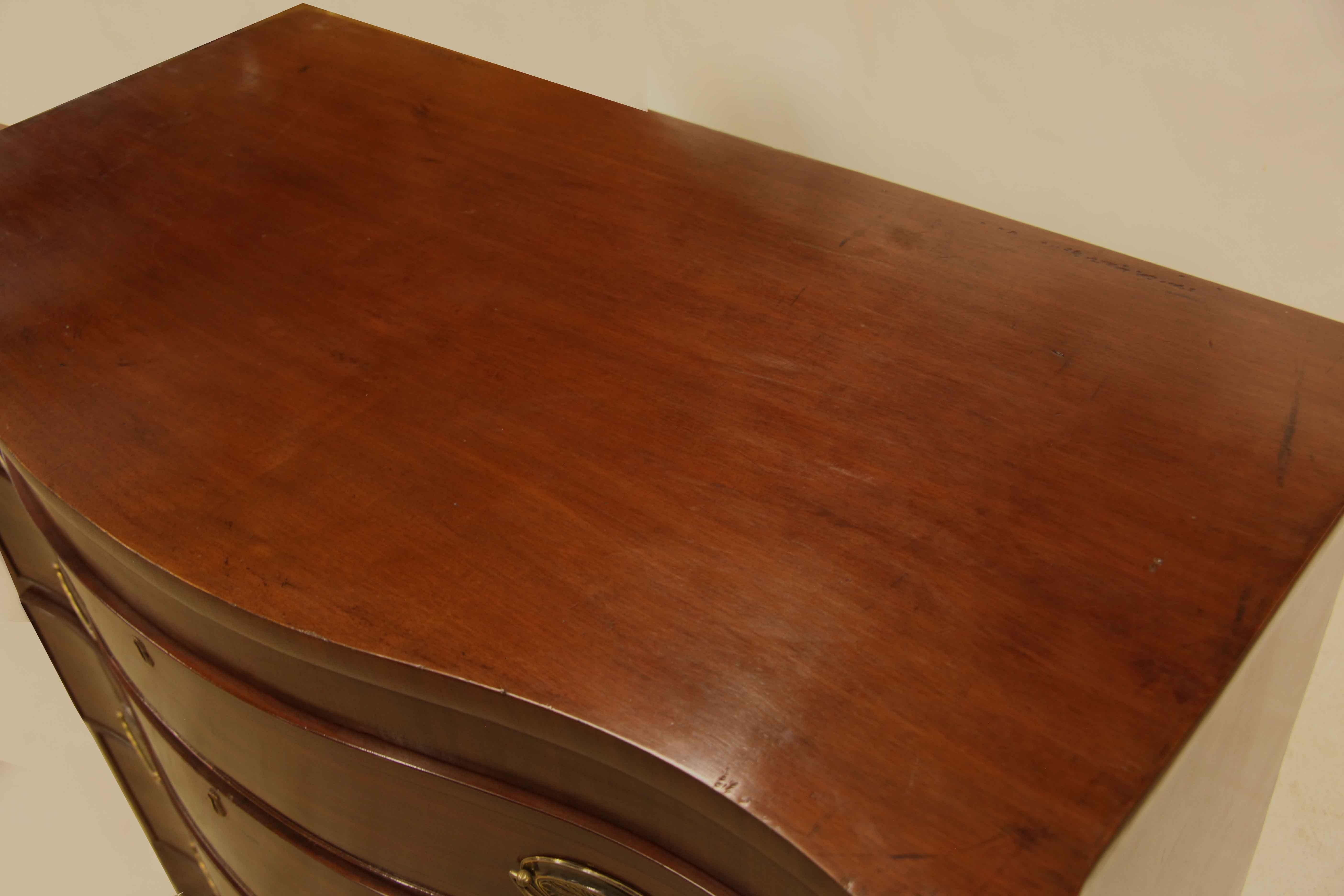 English Mahogany Serpentine Chest For Sale 2