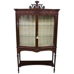 Antique English Mahogany Serpentine Fronted Display Cabinet by Maple & Co.