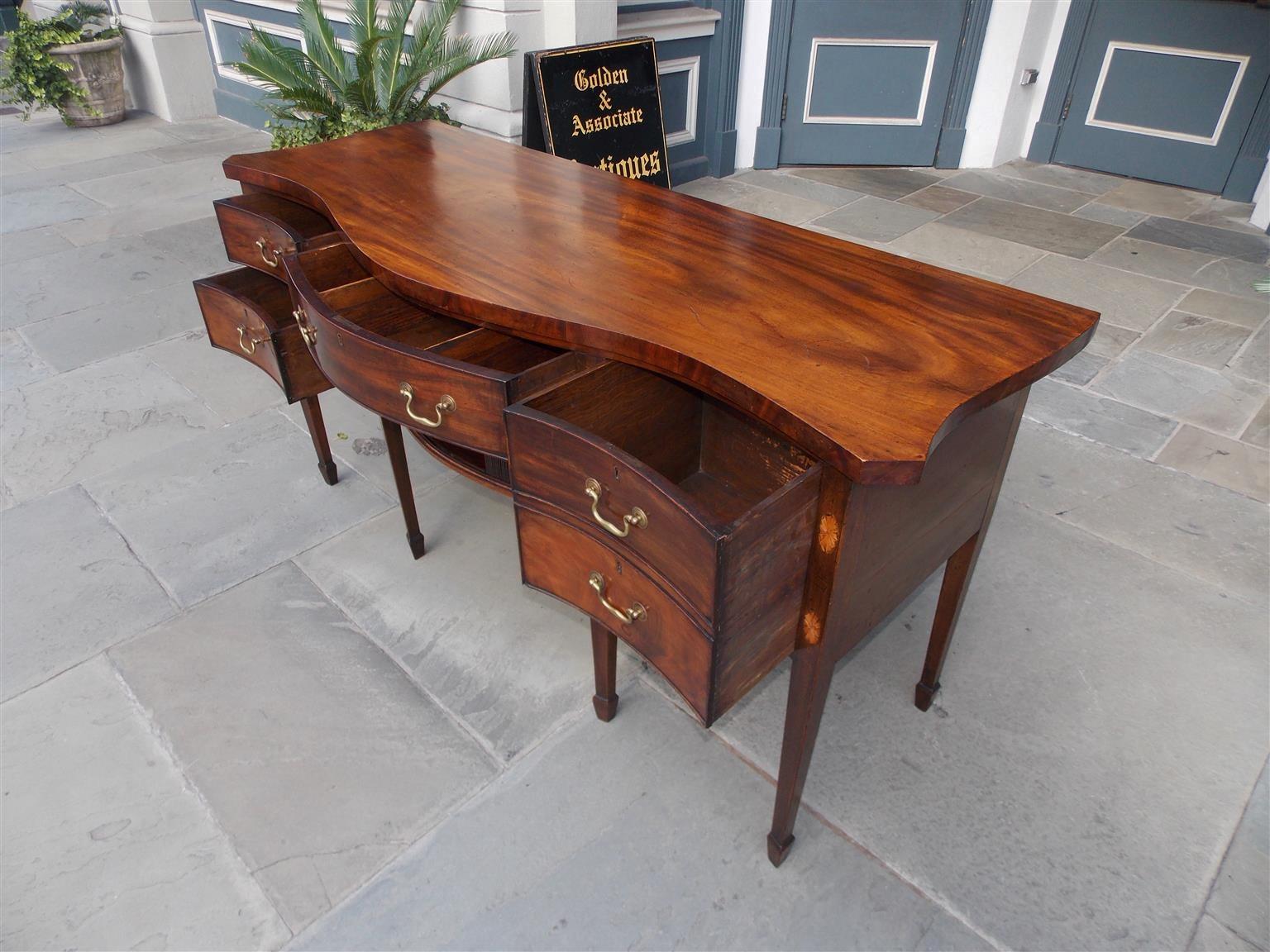 English Mahogany Serpentine Tambour and Inlaid Sideboard, Circa 1790 6