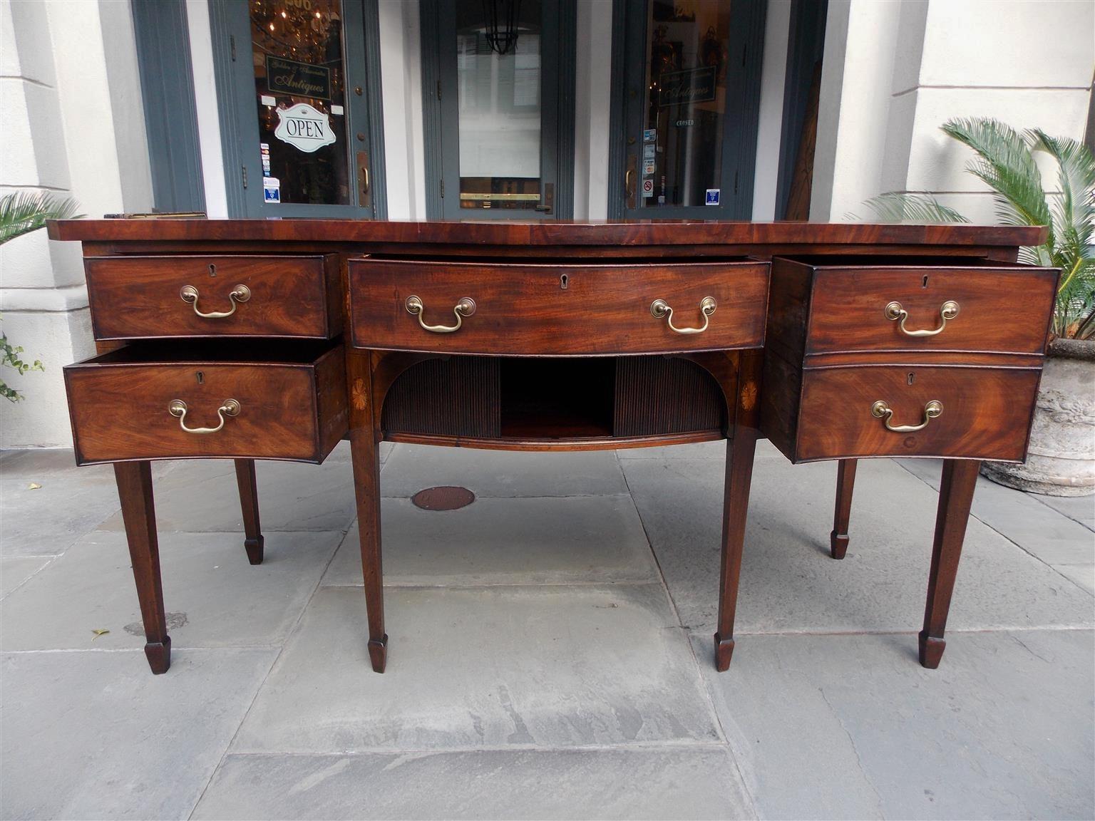 English Mahogany Serpentine Tambour and Inlaid Sideboard, Circa 1790 7