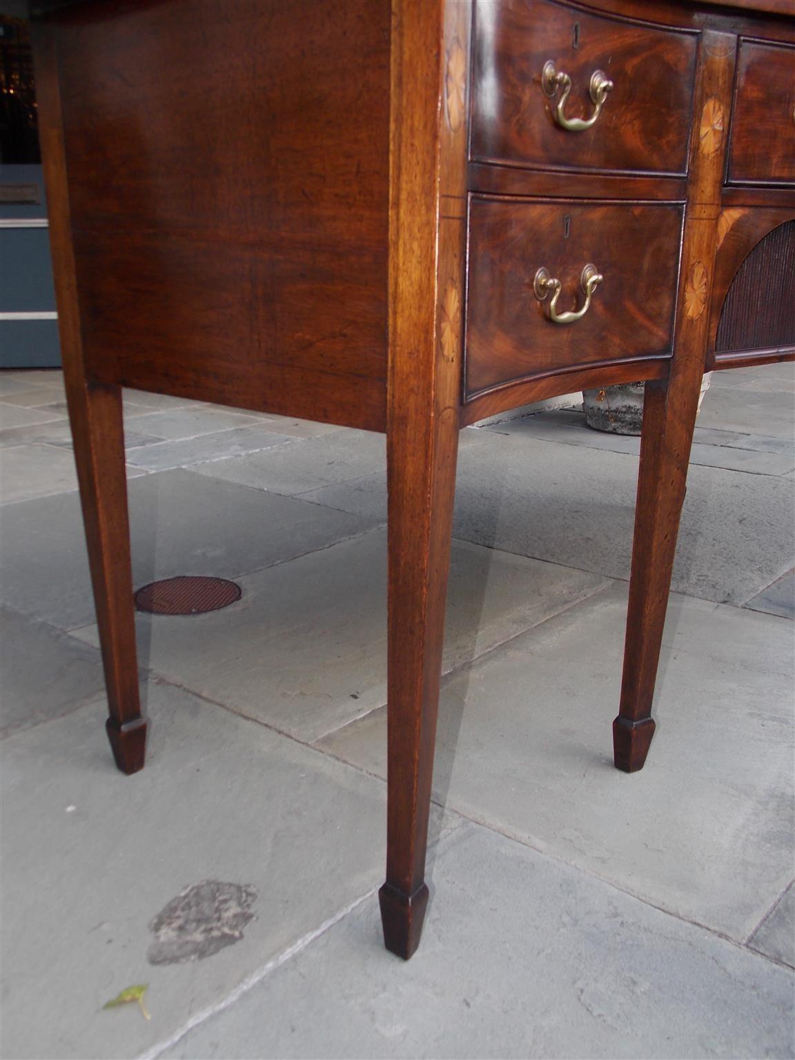 Late 18th Century English Mahogany Serpentine Tambour and Inlaid Sideboard, Circa 1790