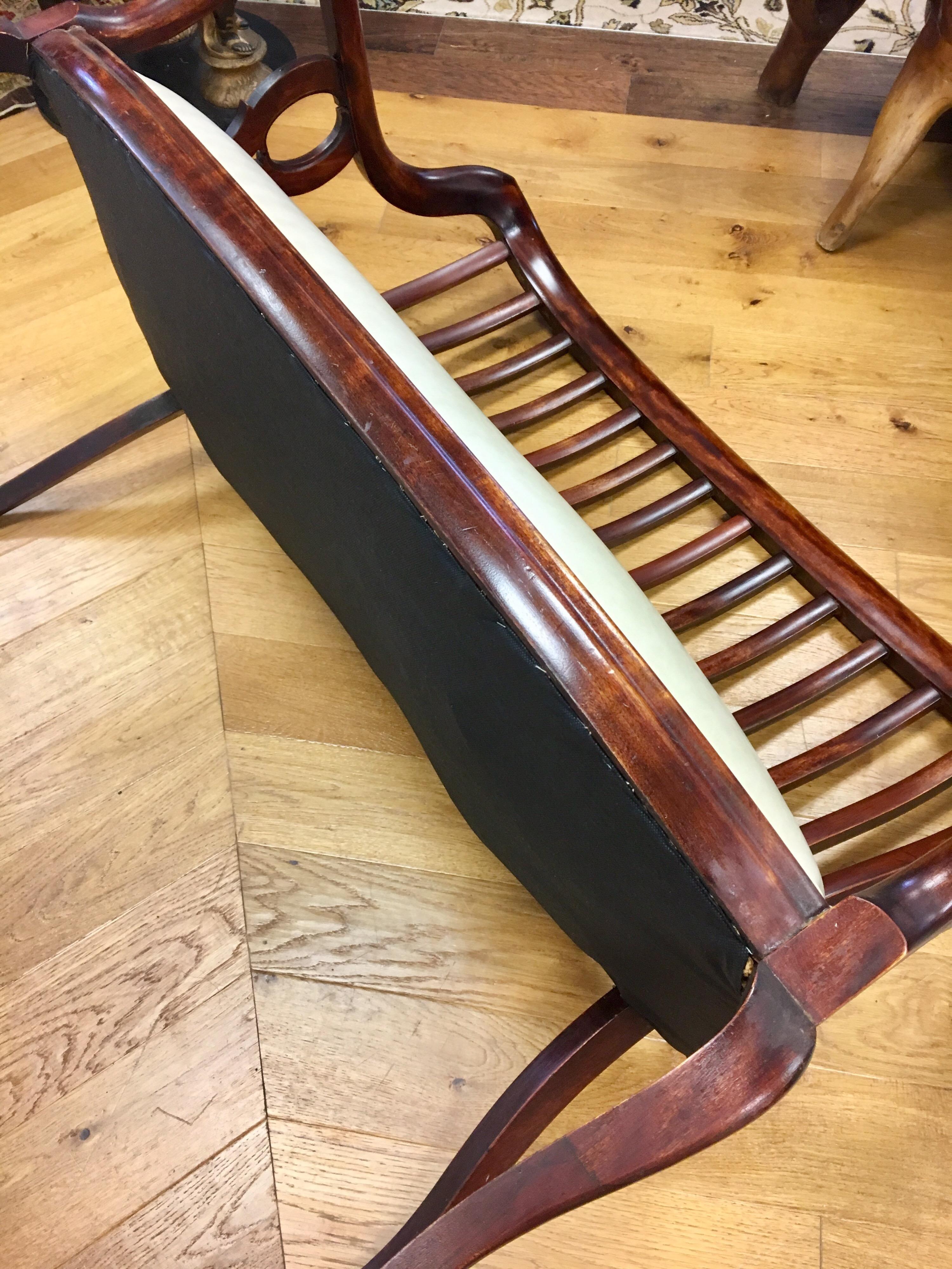 English Mahogany Settee Bench Fully Restored with New Upholstery Made in England 14