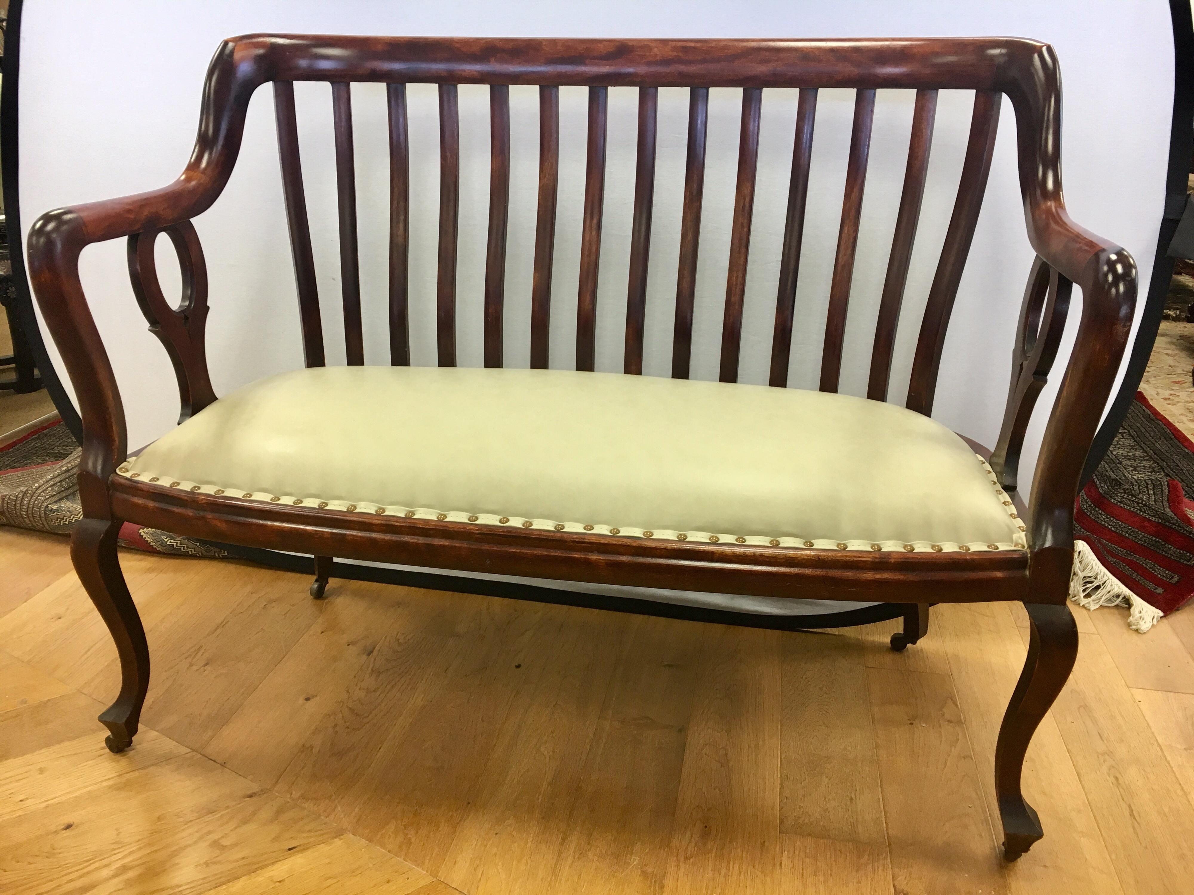 Georgian English Mahogany Settee Bench Fully Restored with New Upholstery Made in England