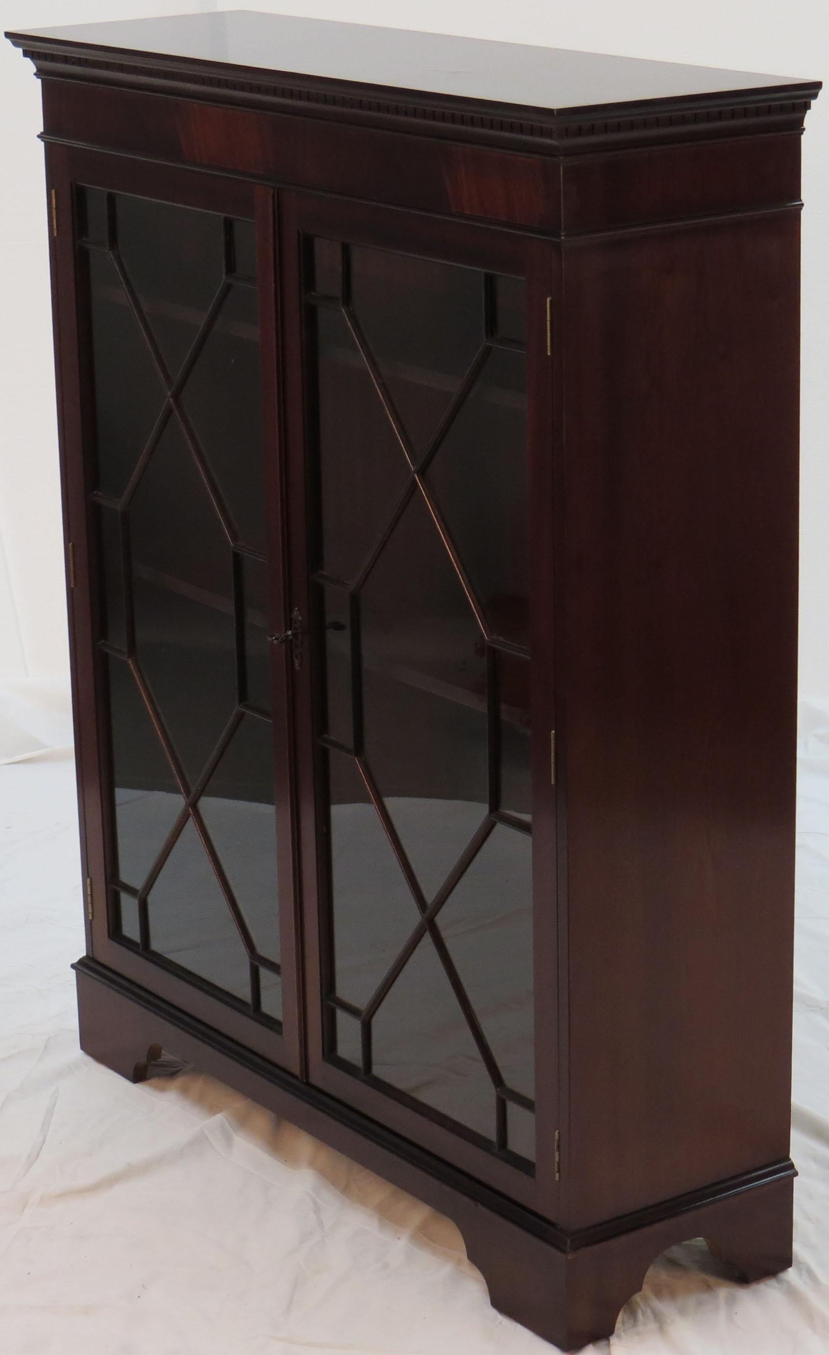English Mahogany Short Two-Door Adjustable Bookcase Cabinet 4