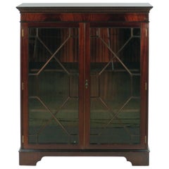 English Mahogany Short Two-Door Adjustable Bookcase Cabinet