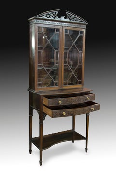 English Mahogany Showcase Cabinet, 19th Century