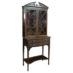 Antique English Mahogany Showcase Cabinet, 19th Century