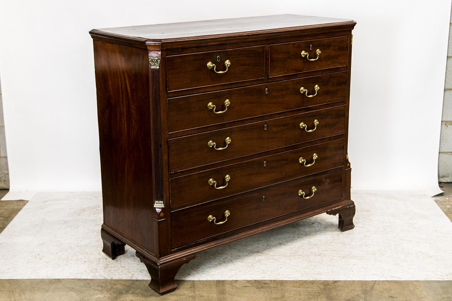 English Mahogany Six Drawer Chest For Sale 4