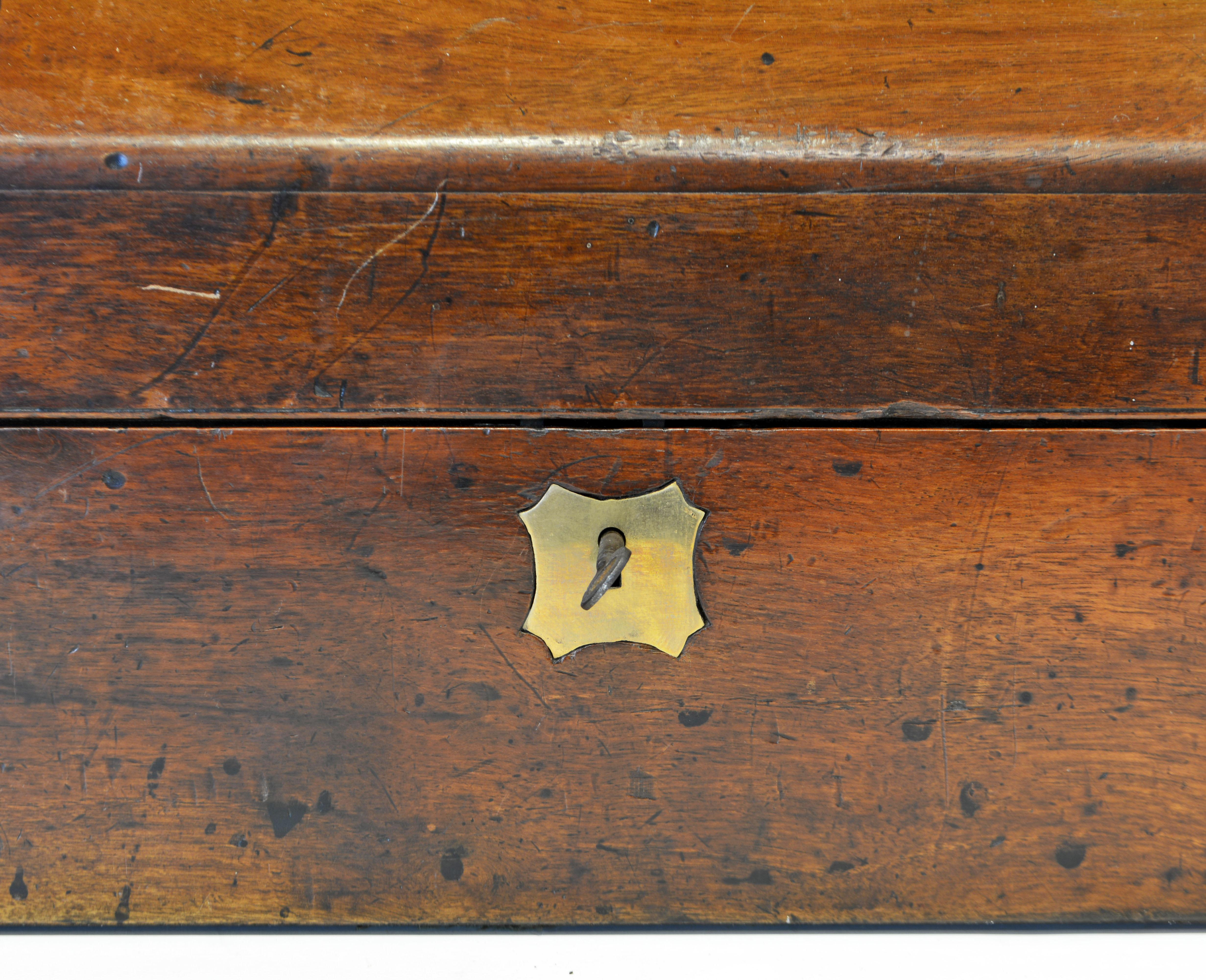 English Mahogany Slant Top Campaign Letter Box with Complete Interior Circa 1850 3