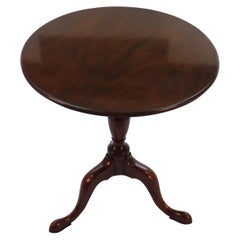 English Mahogany Small Round Tilt-Top Tripod Side Accent Table