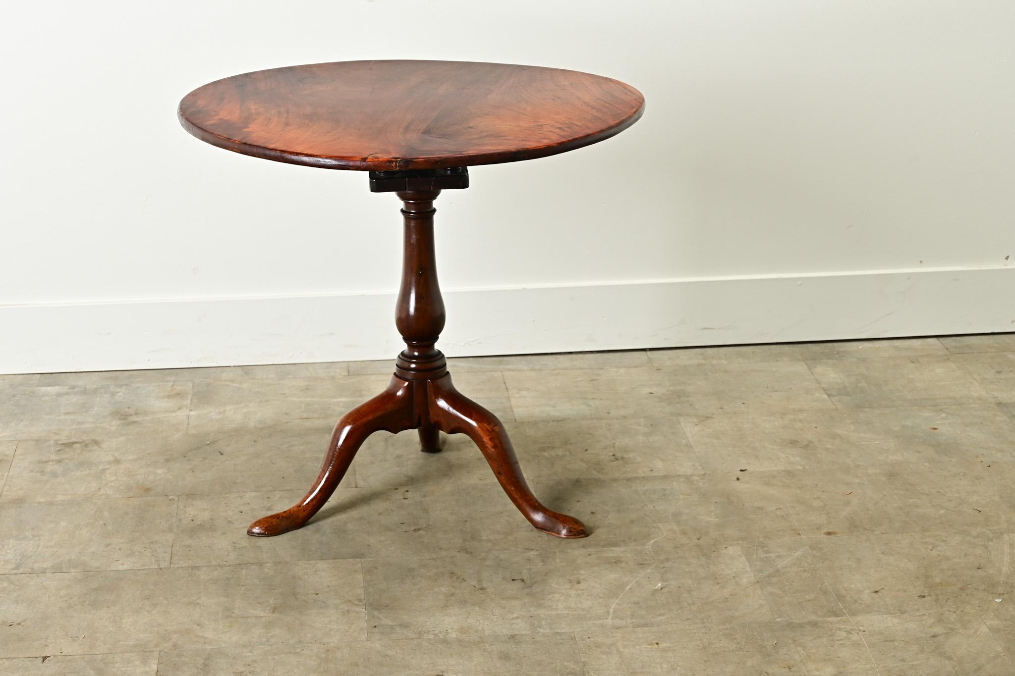 Hand-Carved English Mahogany Spinning Tilt-Top Table