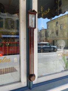 English Mahogany Steel Engraved Stick Barometer Signed F. Tarone, Circa 1780