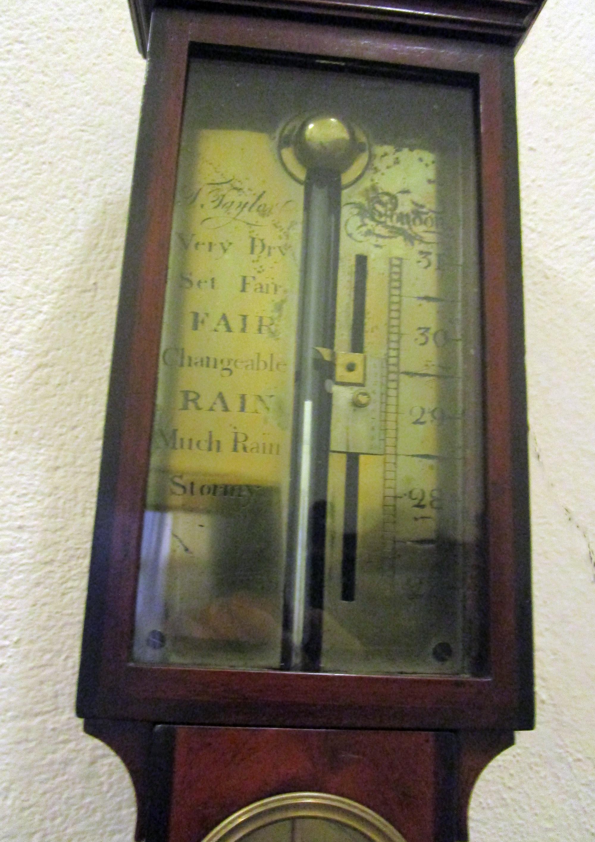 English Mahogany Stick Barometer Signed T. Taylor London For Sale 2
