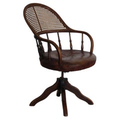 Antique English Mahogany Swivel Desk Chair