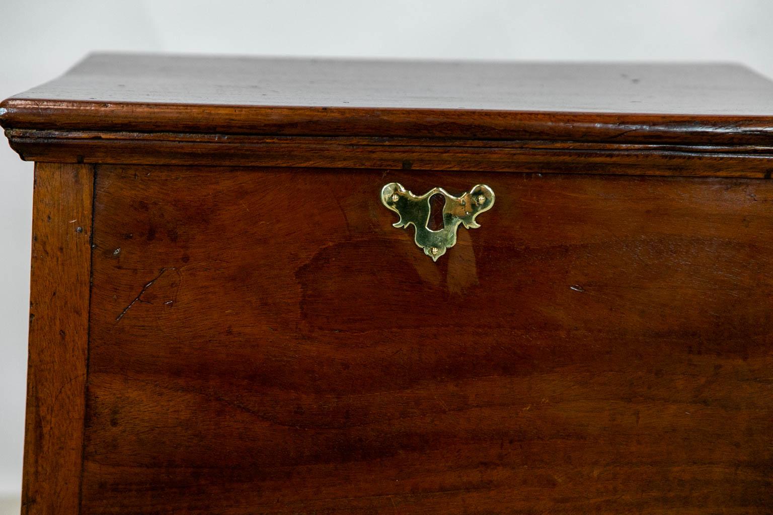 Brass English Mahogany Table Box For Sale