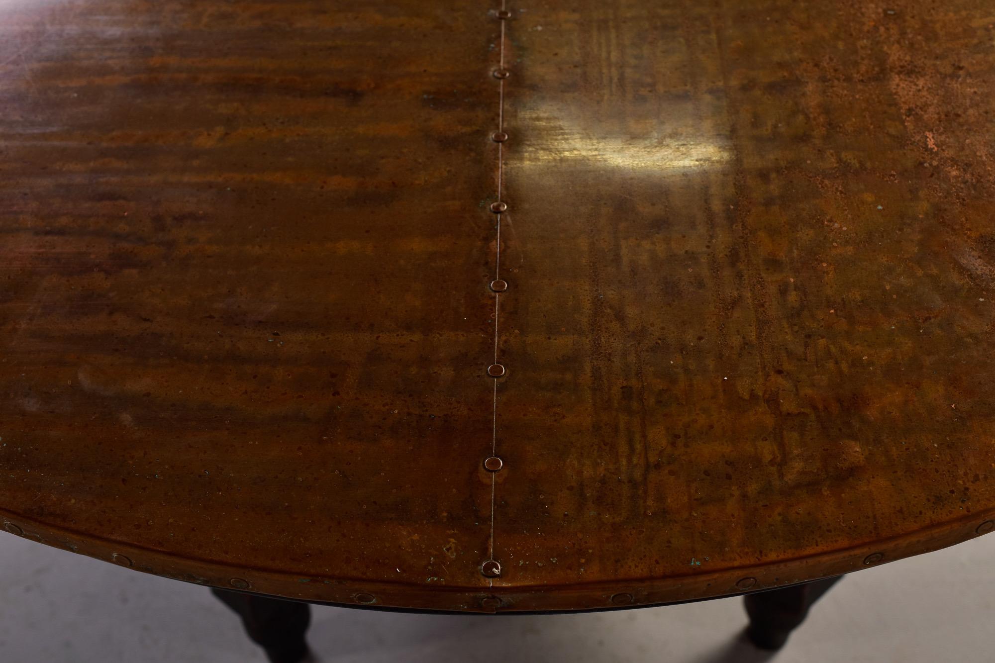 English Mahogany Table Painted Black With New Copper Top For Sale 5
