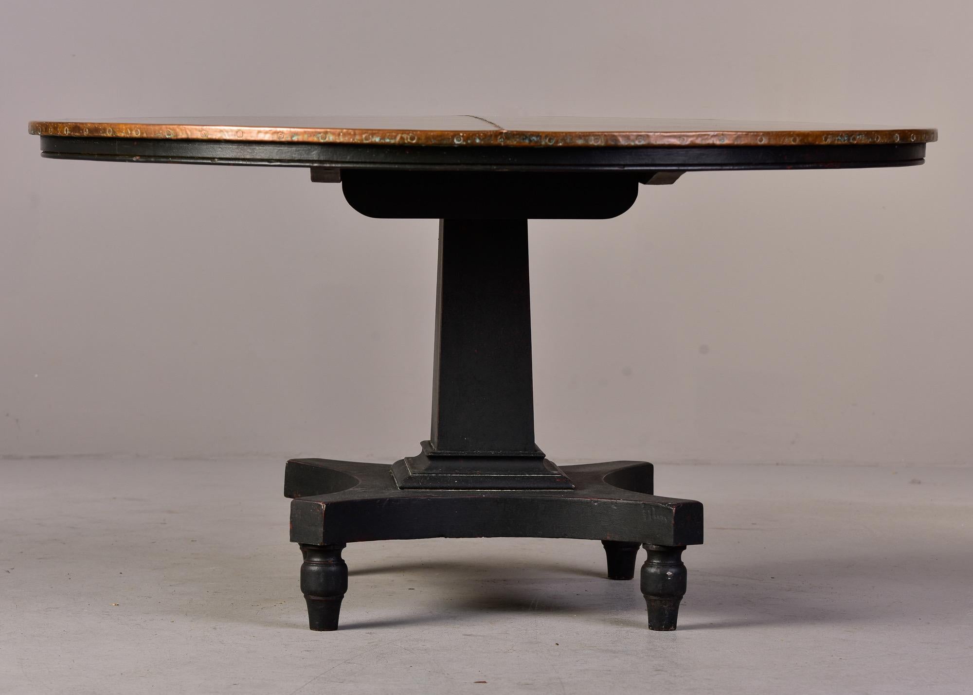 English Mahogany Table Painted Black With New Copper Top For Sale 1