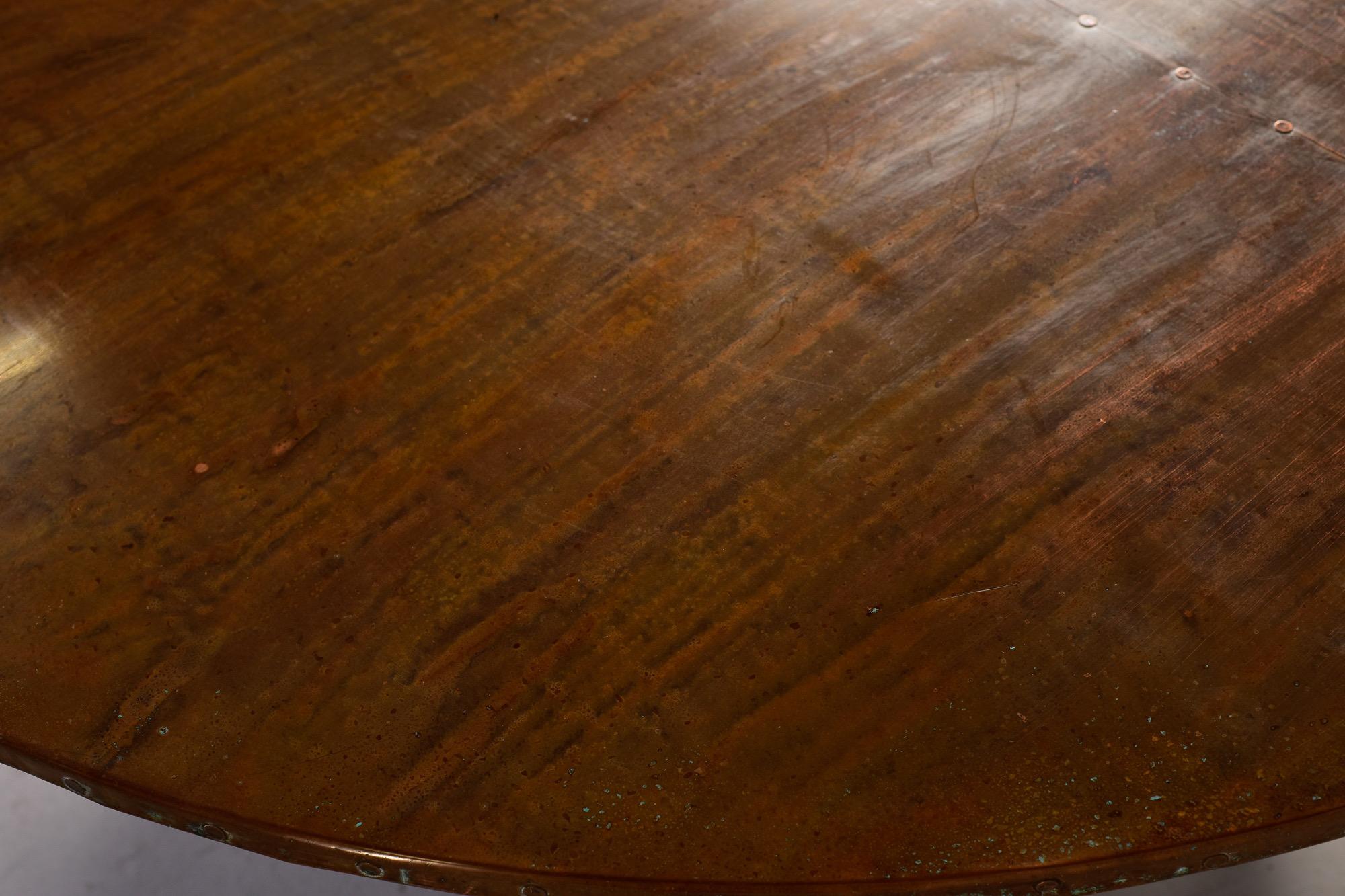 English Mahogany Table Painted Black With New Copper Top For Sale 3