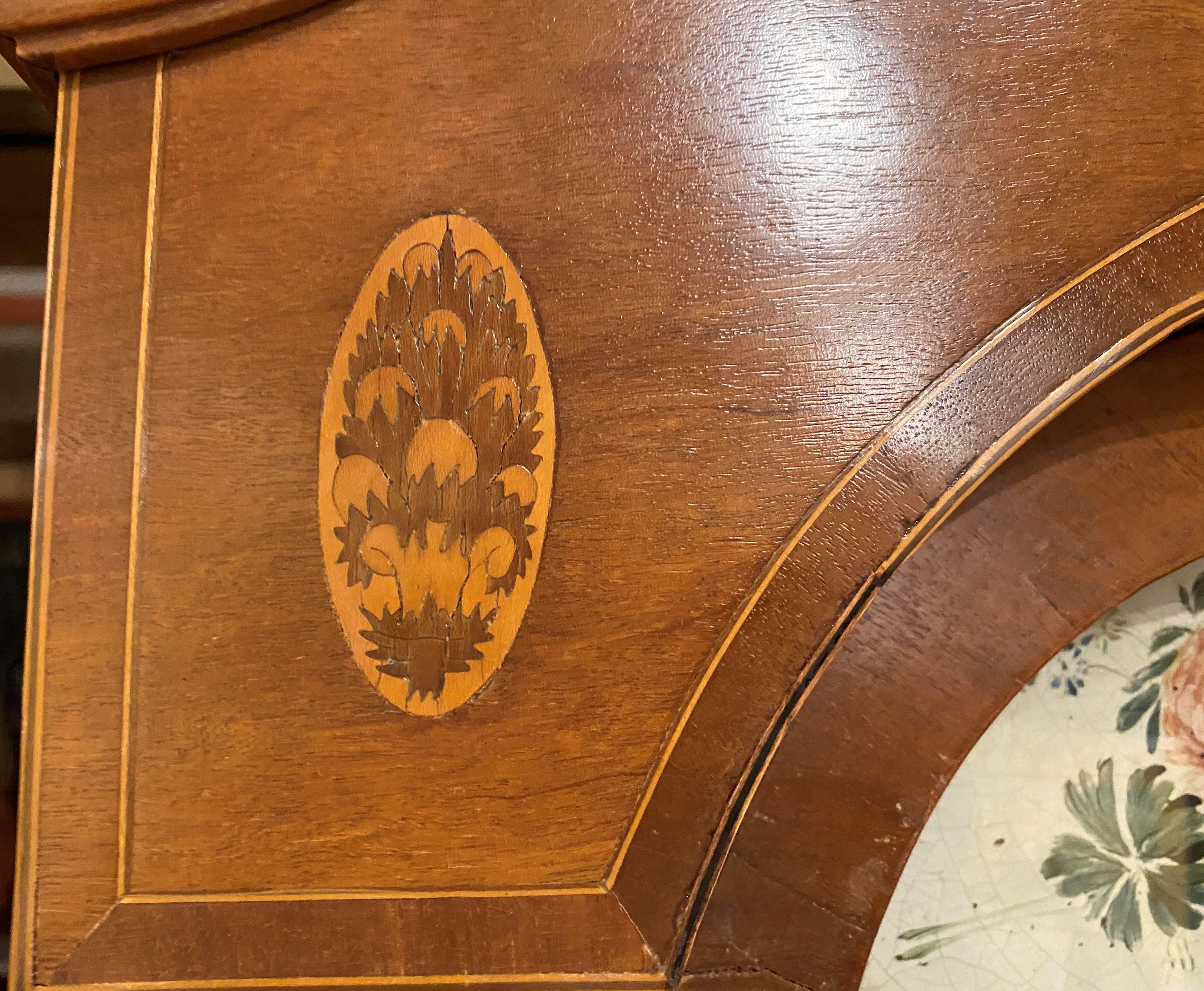 English Mahogany Tall Clock with Hand Painted Dial and Fine Inlay 6