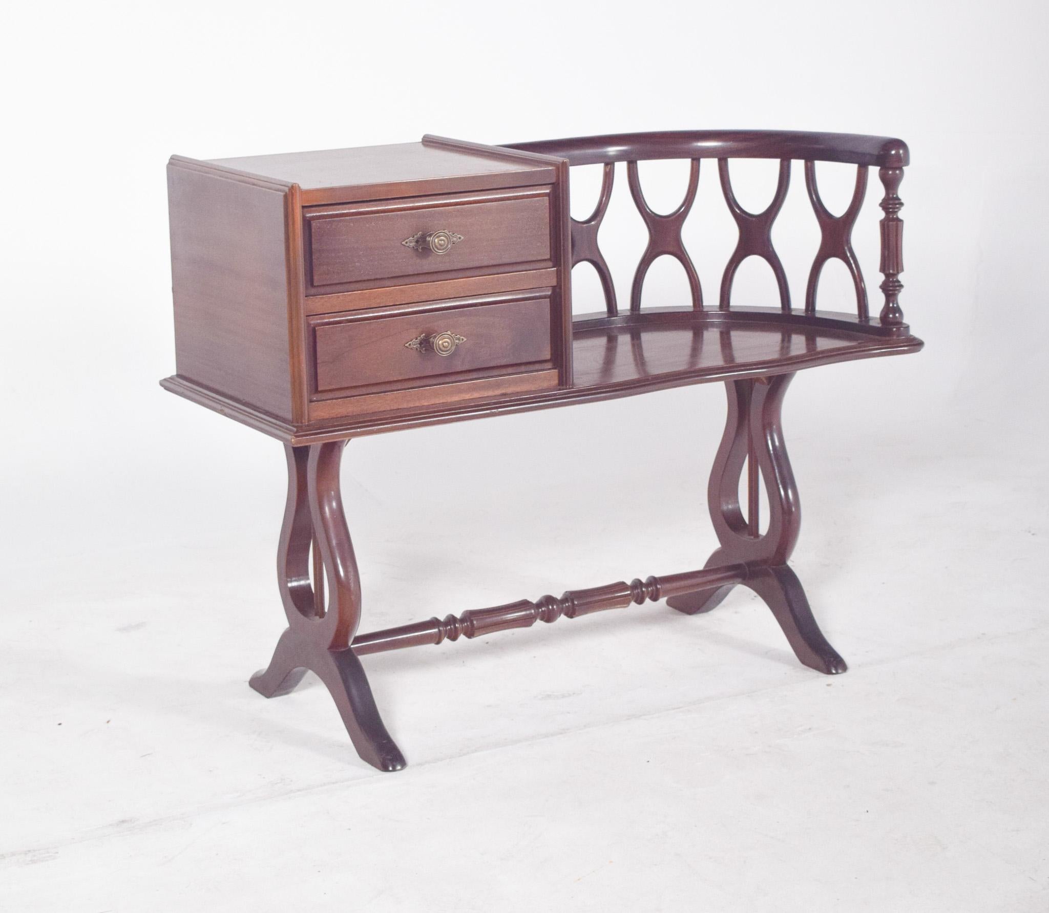 Modern English Mahogany Telephone Stand For Sale