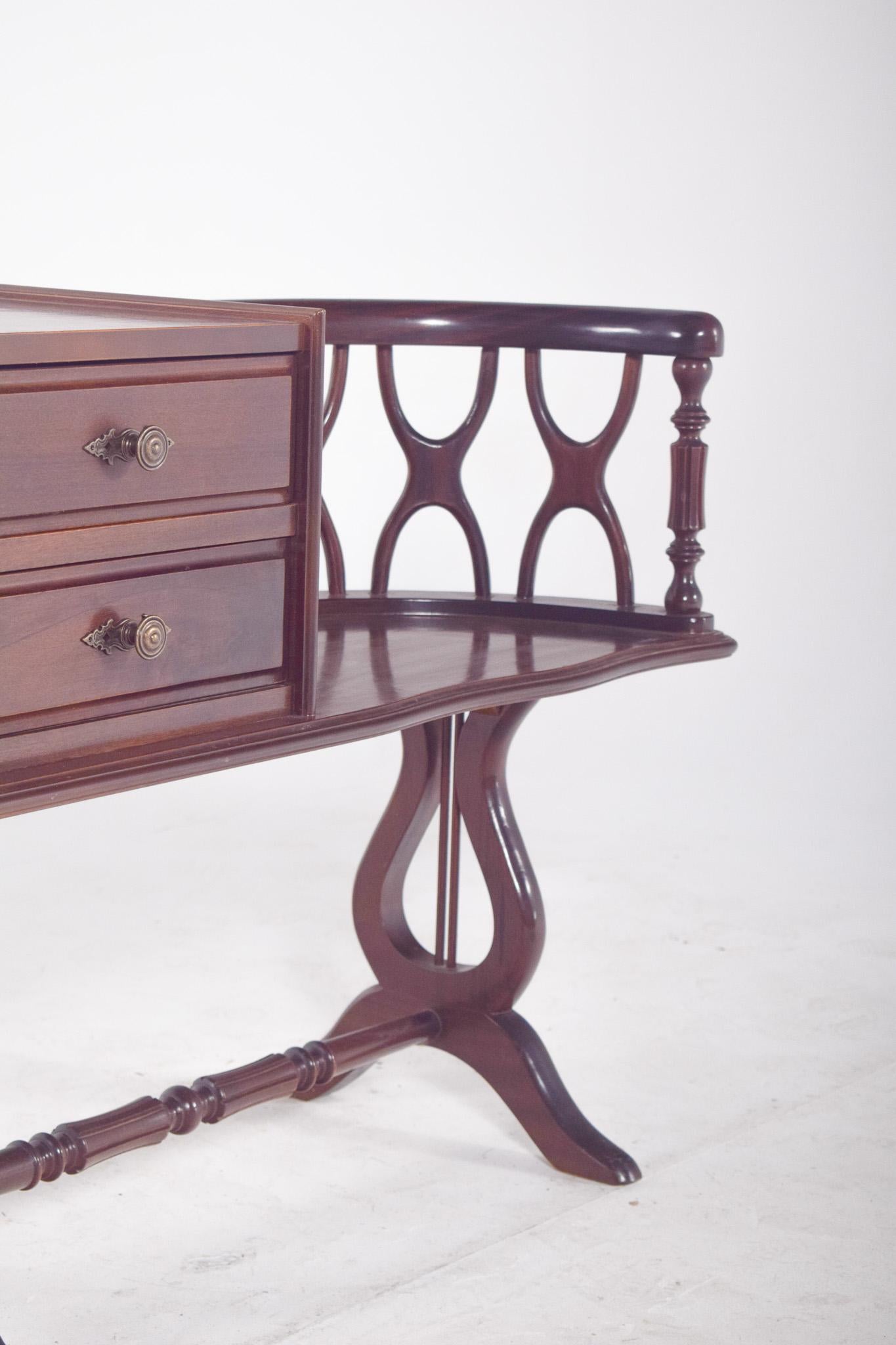 20th Century English Mahogany Telephone Stand For Sale