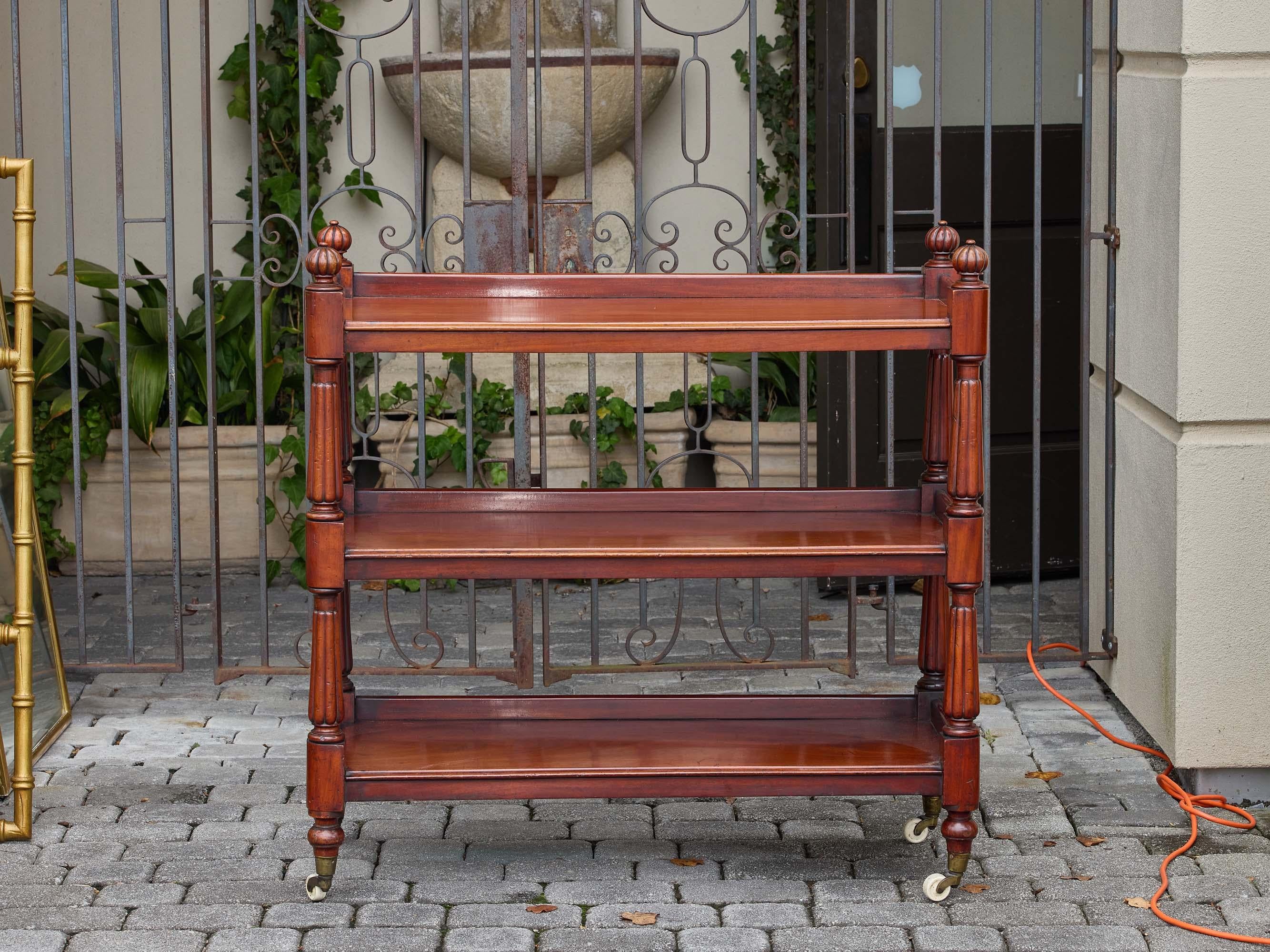 English Mahogany Three-Tier Trolley with Turned Legs, 19th Century For Sale 11