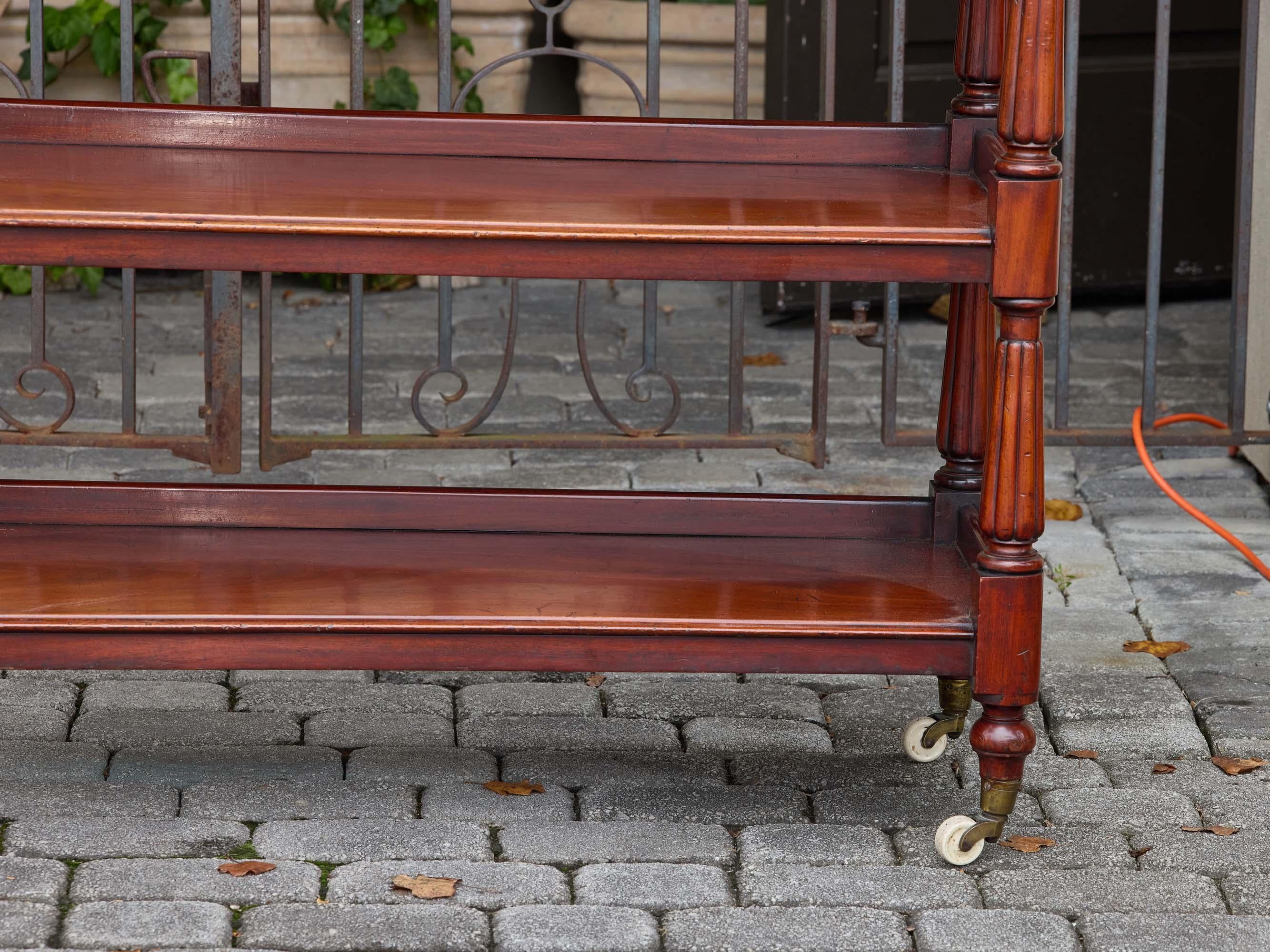 English Mahogany Three-Tier Trolley with Turned Legs, 19th Century In Good Condition For Sale In Atlanta, GA