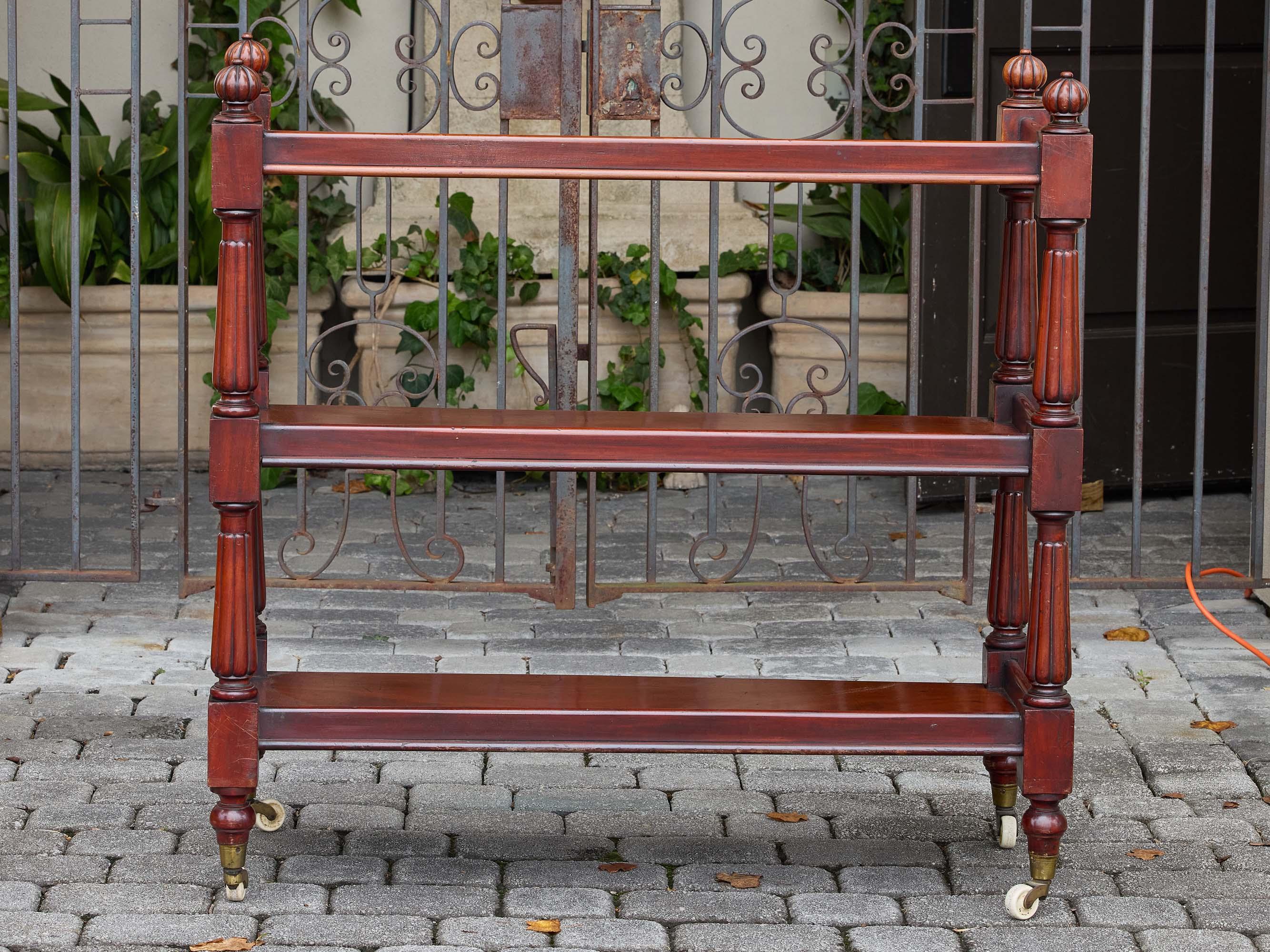 English Mahogany Three-Tier Trolley with Turned Legs, 19th Century For Sale 5