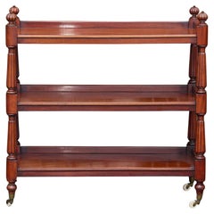 Used English Mahogany Three-Tier Trolley with Turned Legs, 19th Century