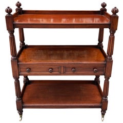 English Mahogany Three-Tier Trolley with Two Drawers, circa 1840