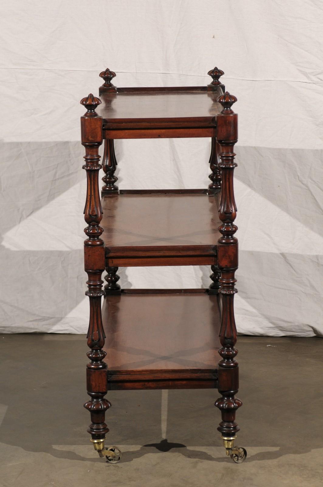 Mid-19th Century English Mahogany Trolley with Great Brass Wheels, circa 1840 For Sale