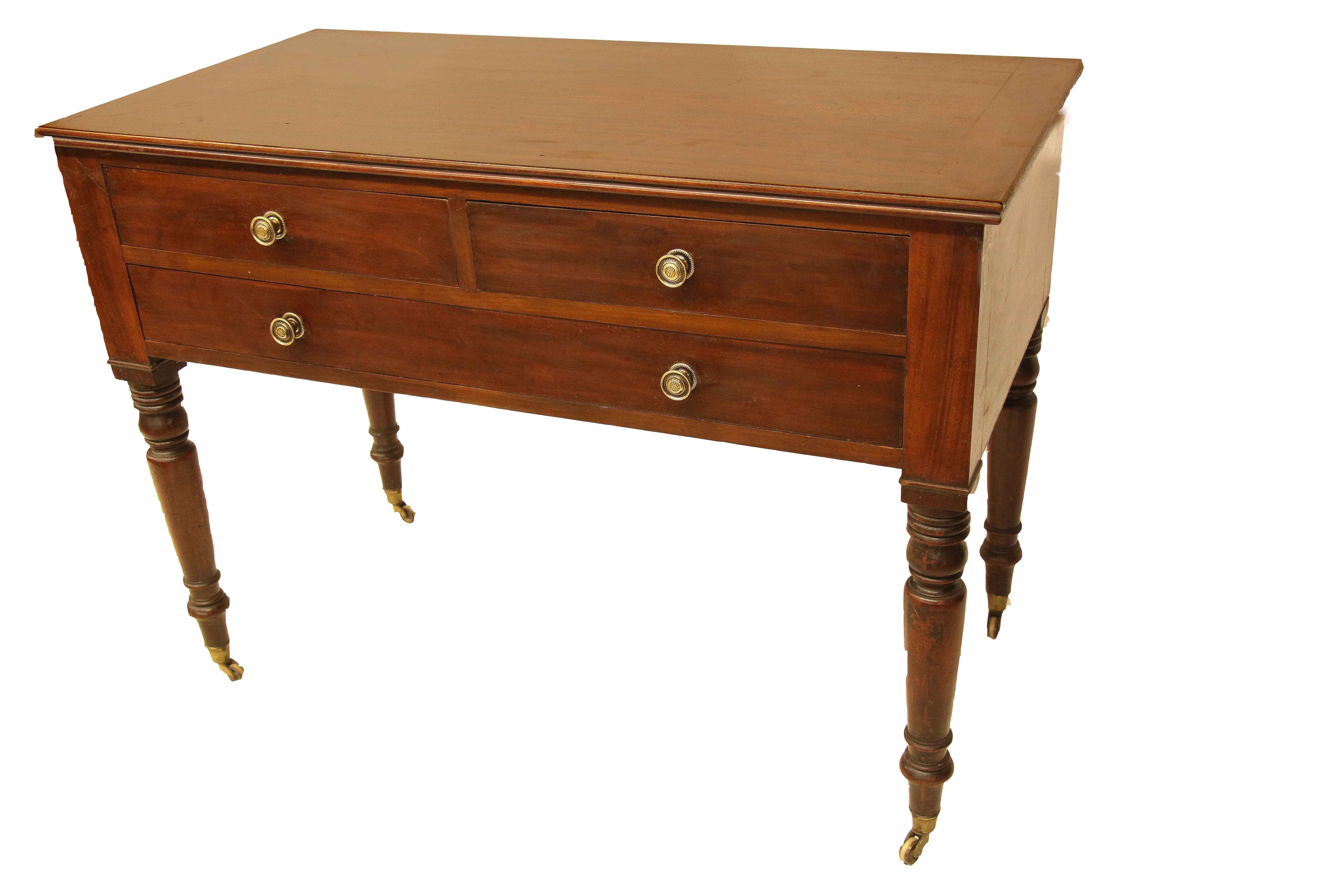 Mid-19th Century English Mahogany Turned Leg Serving Table For Sale