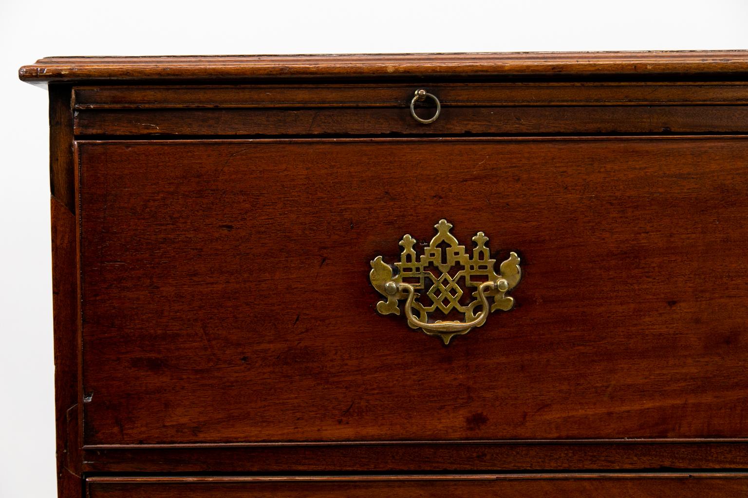 Brass English Mahogany Two-Drawer Chest For Sale