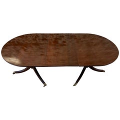 English Mahogany Two Pedestal Dining/Breakfast Table, Late 19th Century