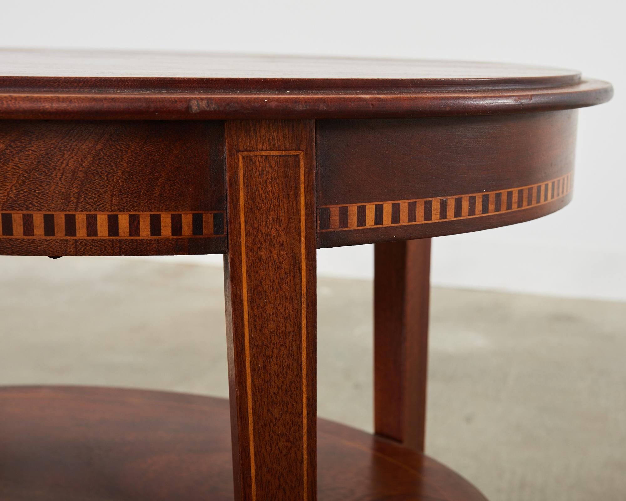 19th Century English Mahogany Two-Tier Side Table with Inlay For Sale