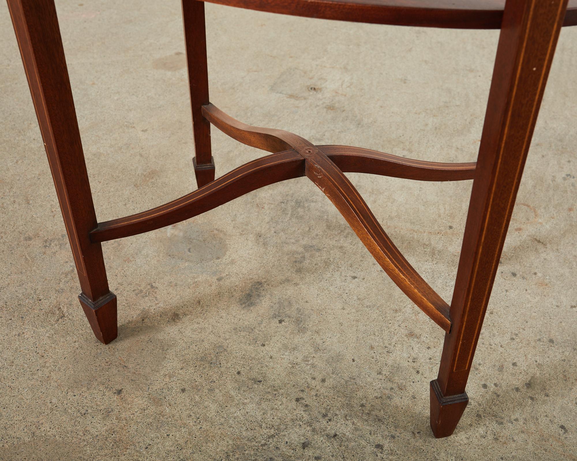 English Mahogany Two-Tier Side Table with Inlay 1